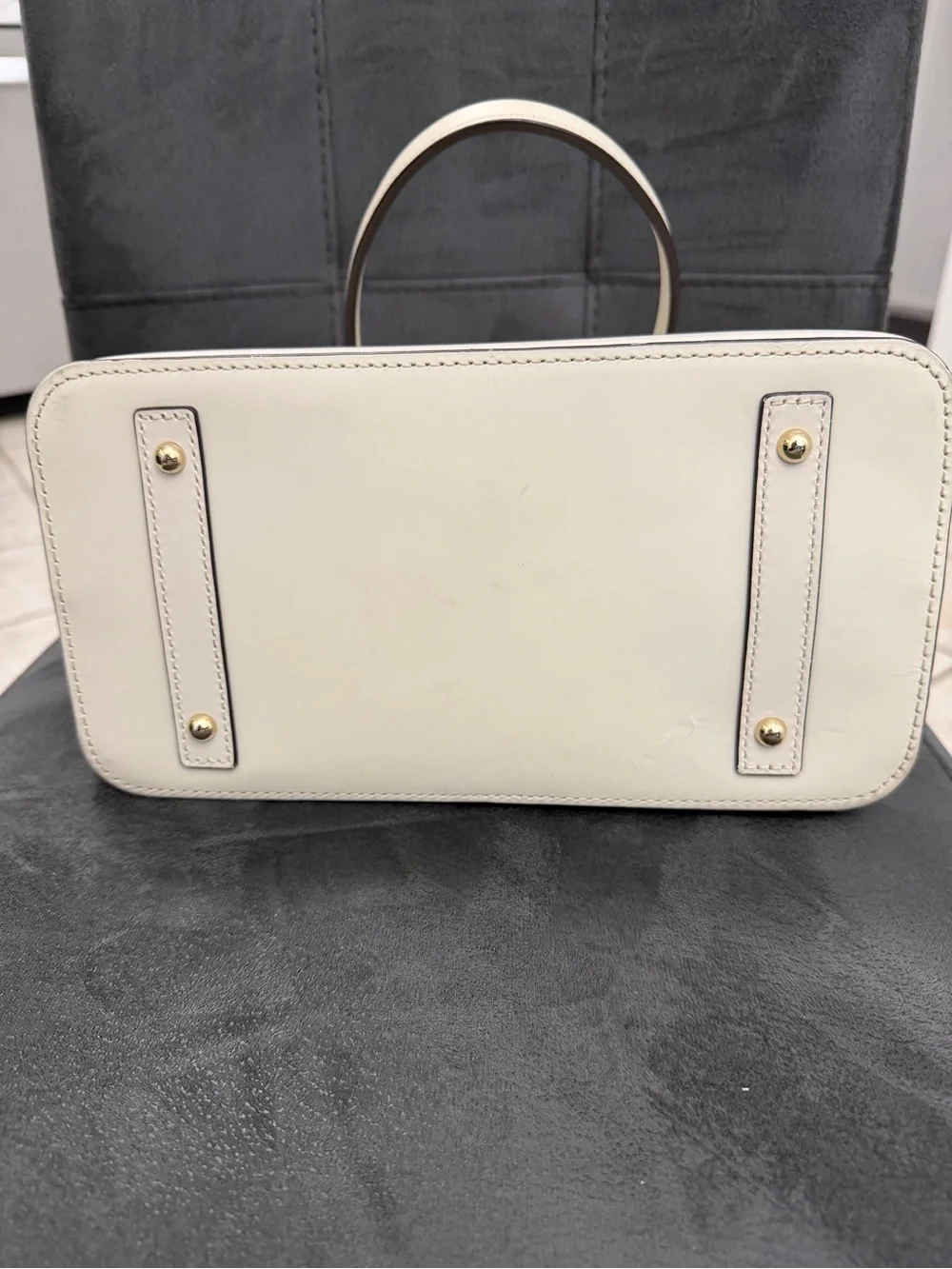 Dooney & Bourke Cream Leather Satchel with Removable Strap - Picture 6 of 7